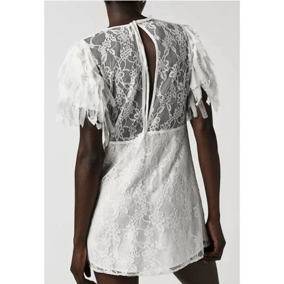 Free People Songbird Mini Dress White Size L. A40 - Picture 4 of 9